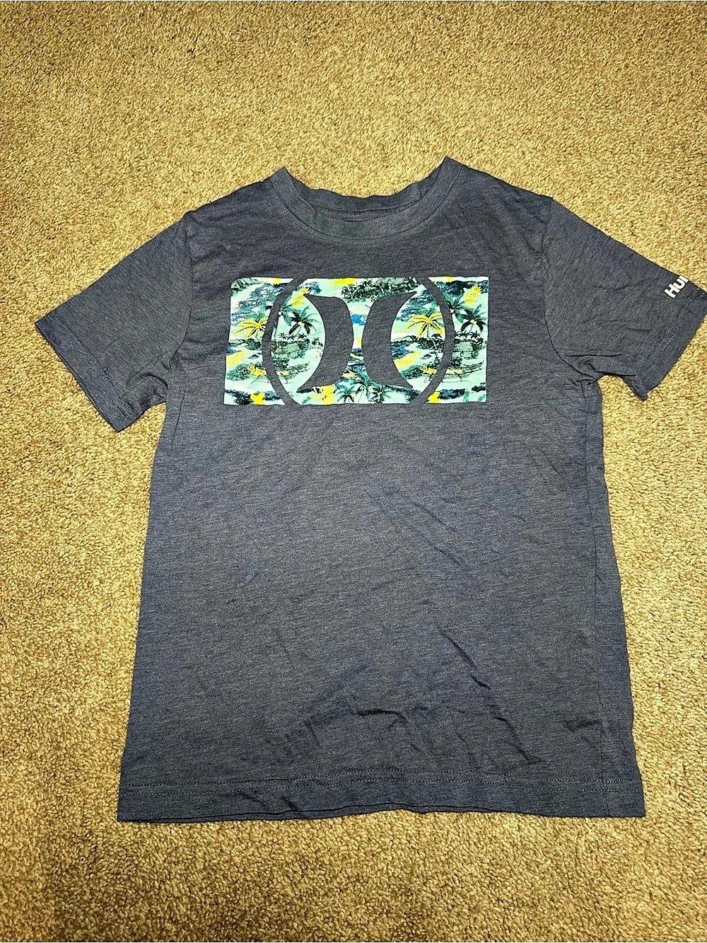 Hurley Kids Graphic Short Sleeve Tee Gray & Green Boys 10/12